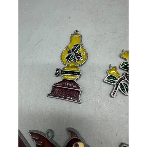 Set Of 6 Vintage Christmas-Themed Stained Resin Style Ornaments Handmade READ - Picture 15 of 16